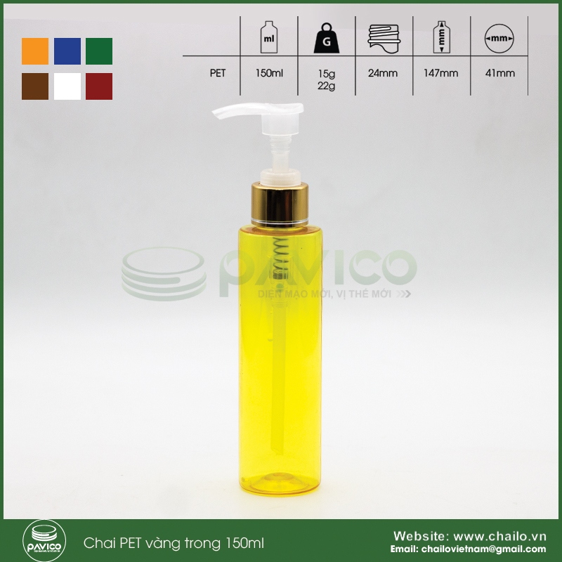 Chai nhựa pet xanh dương xanh lá 150ml