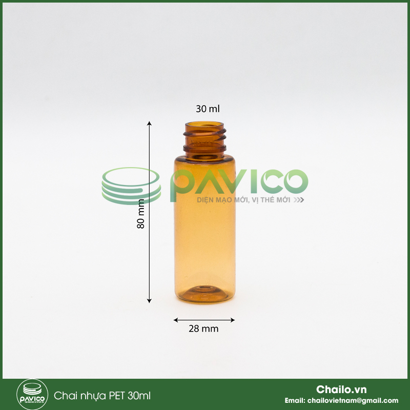 Vỏ chai nhựa PET nâu trong 30ml