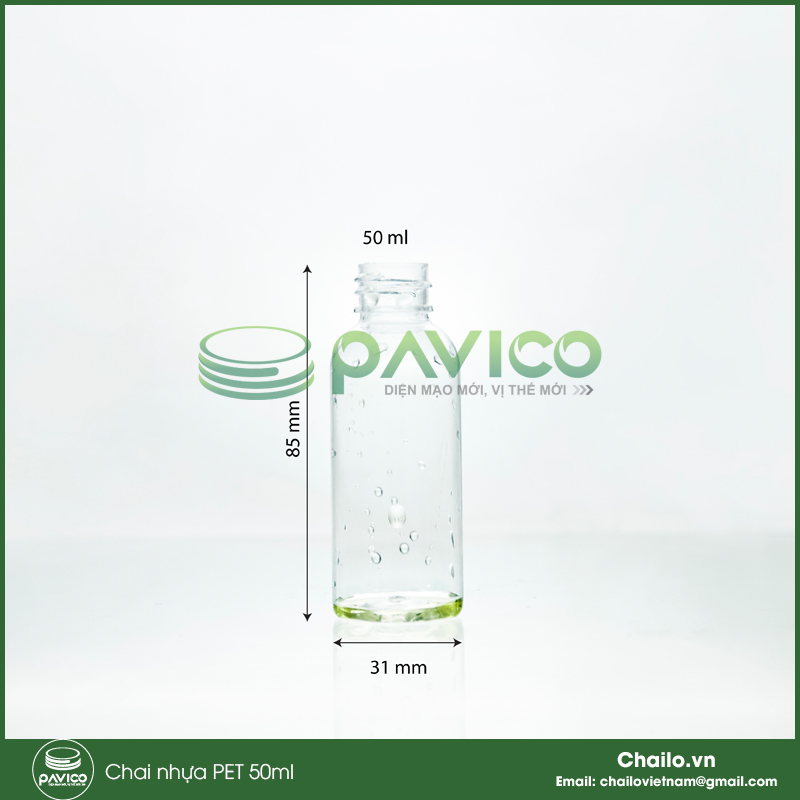Chai nhựa pet trong 50ml cổ chai 20mm