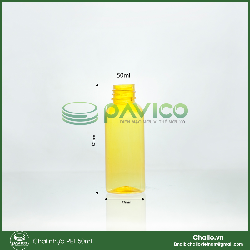 Chai nhựa pet vàng trong 50ml