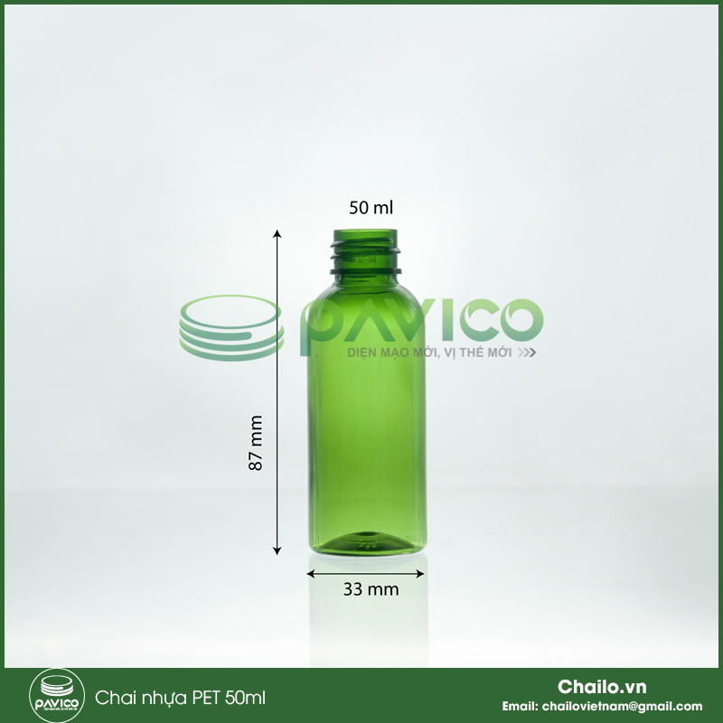 Chai nhựa pet xanh lá 50ml