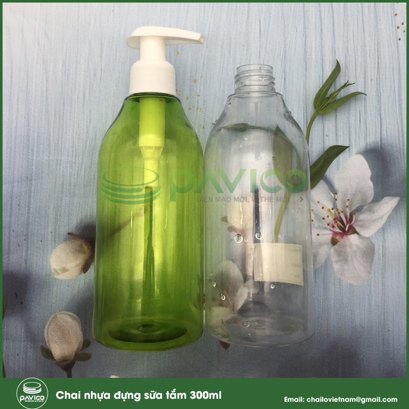 chai nhựa 300ml đựng sữa tắm dầu gội 