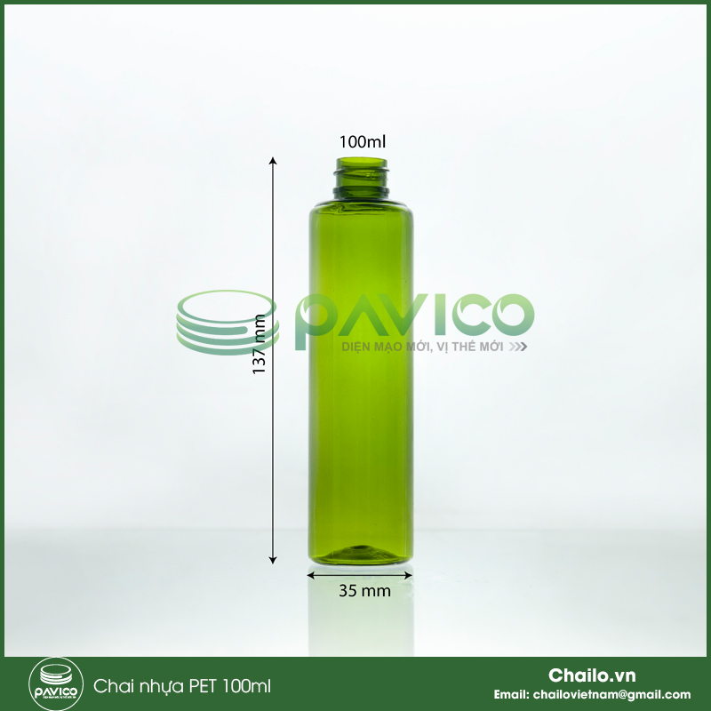 Chai nhựa pet 100ml cổ 20mm dáng cao