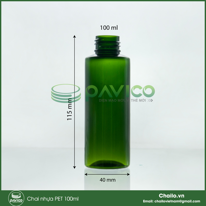 Vỏ chai nhựa pet 100ml cao 115mm