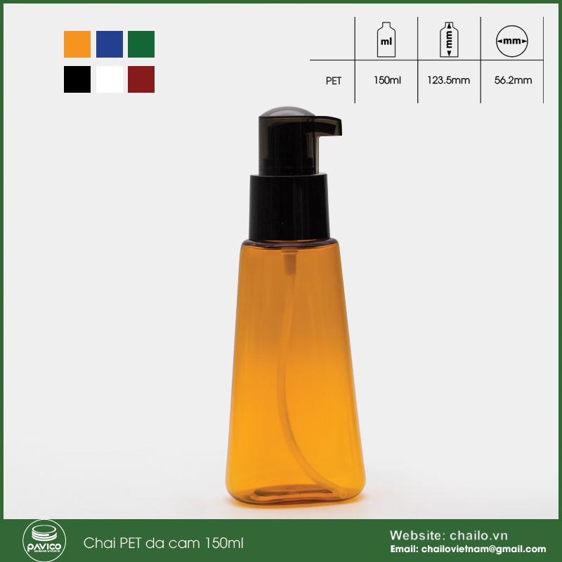 Chai nhựa PET da cam 150ml nắp bơm kem