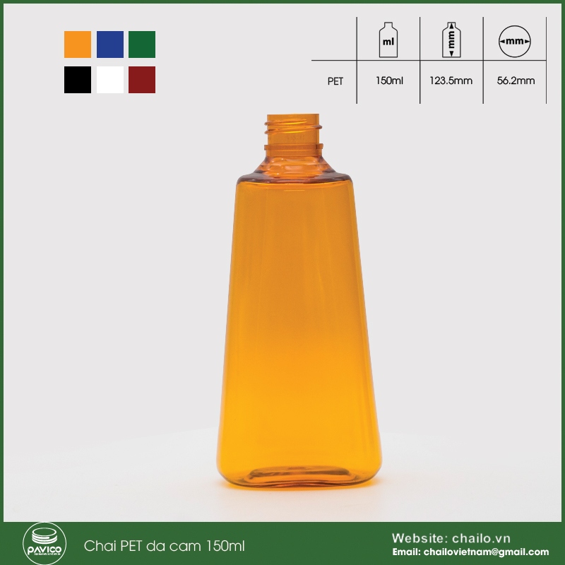 Chai nhựa PET da cam 150ml nắp bơm kem