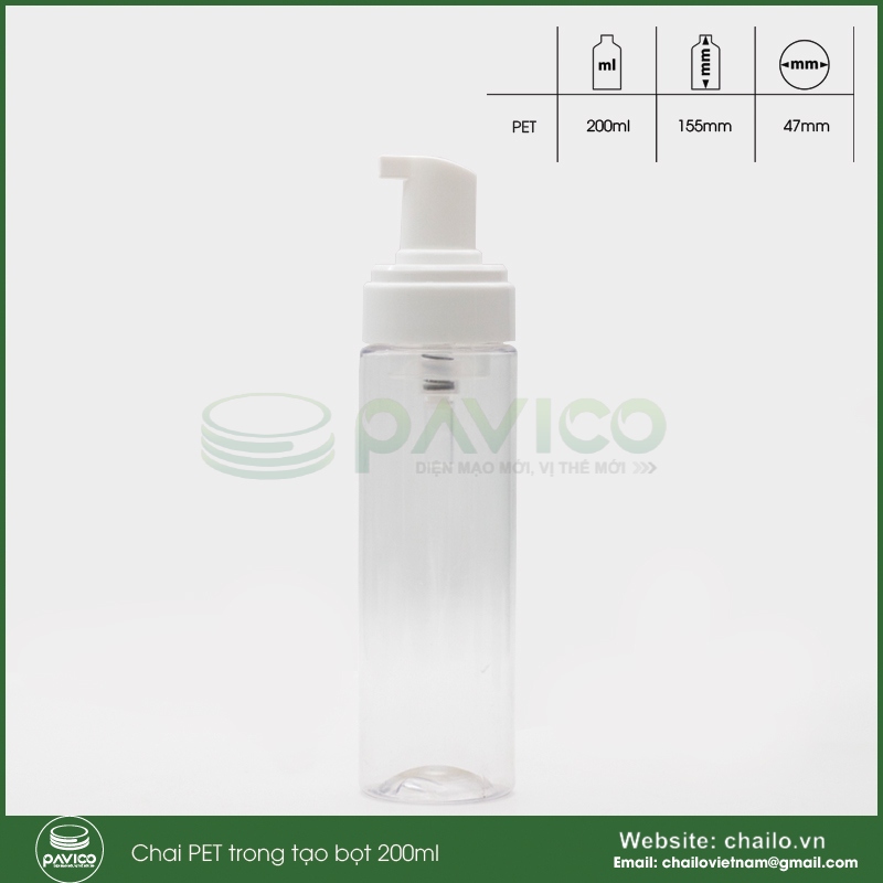 chai pet tạo bọt trong 400ml