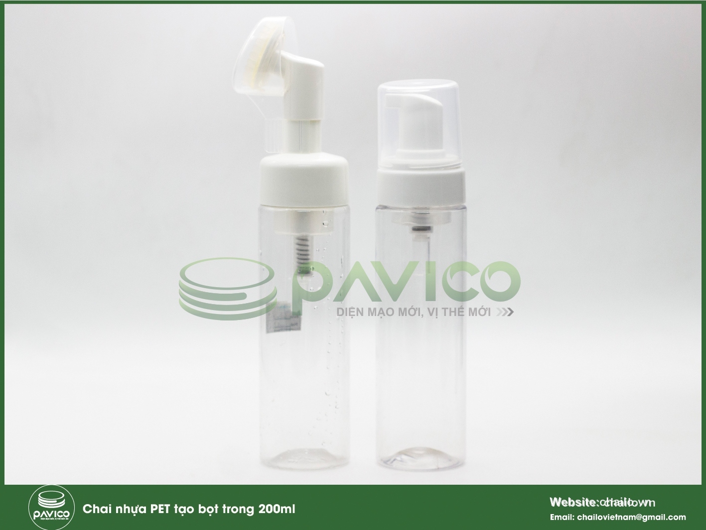 Chai tạo bọt nhựa pet trong 200ml nắp bơm tạo bọt