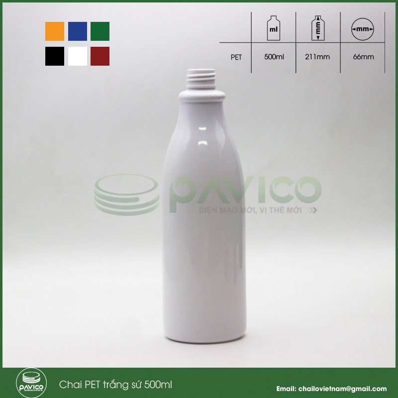 Chai pet trắng sứ 500ml bao bì mỹ phẩm dầu gội