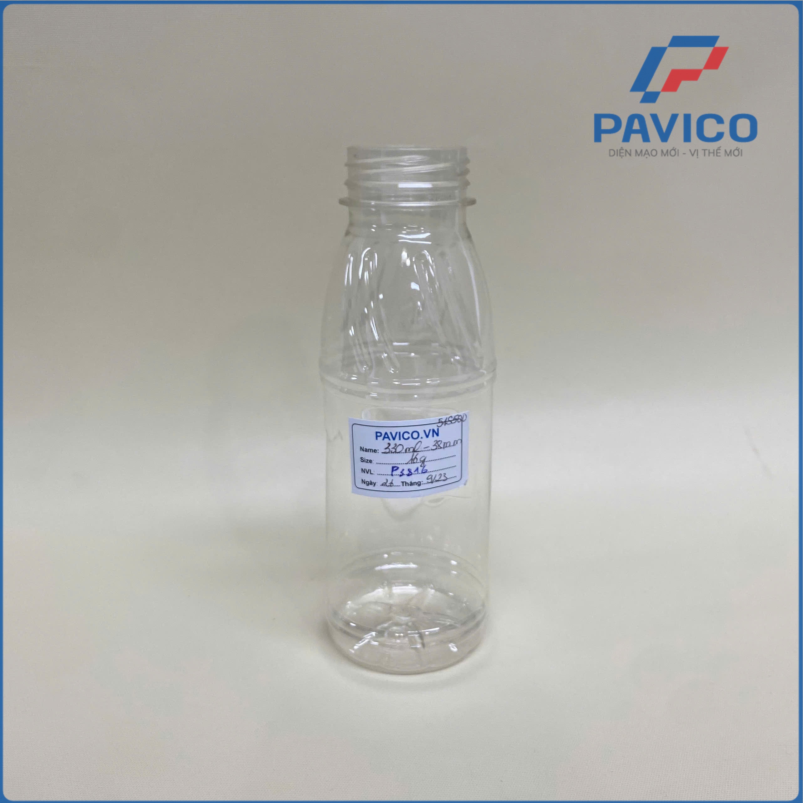 AQ330-Chai PET dáng tròn 330ml-38mm