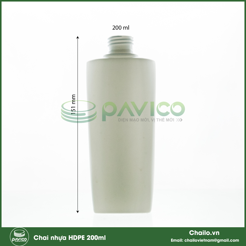 Chai nhựa HDPE đựng dung dịch 200ml HD0612