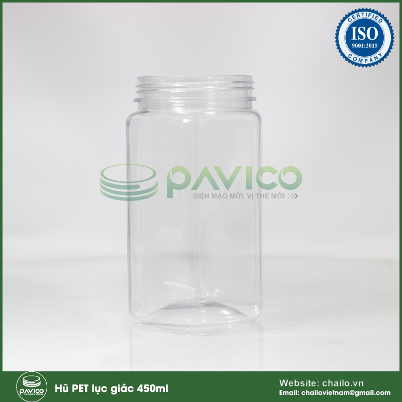 Hũ nhựa pet lục giác thể tích 450ml