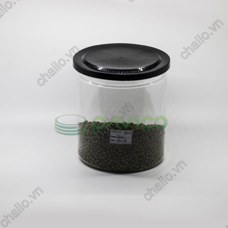 Hũ nhựa đựng thực phẩm nắp nhôm xé nắp nhựa đen 800ml