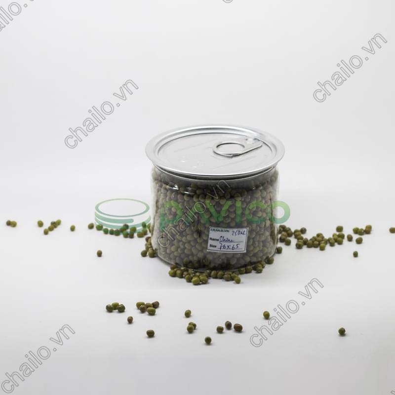 Hũ nhựa nắp nhôm xé 250ml kích thước 76*65