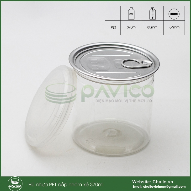 Hũ nhựa đựng thực phẩm đồ khô 370ml nắp xé