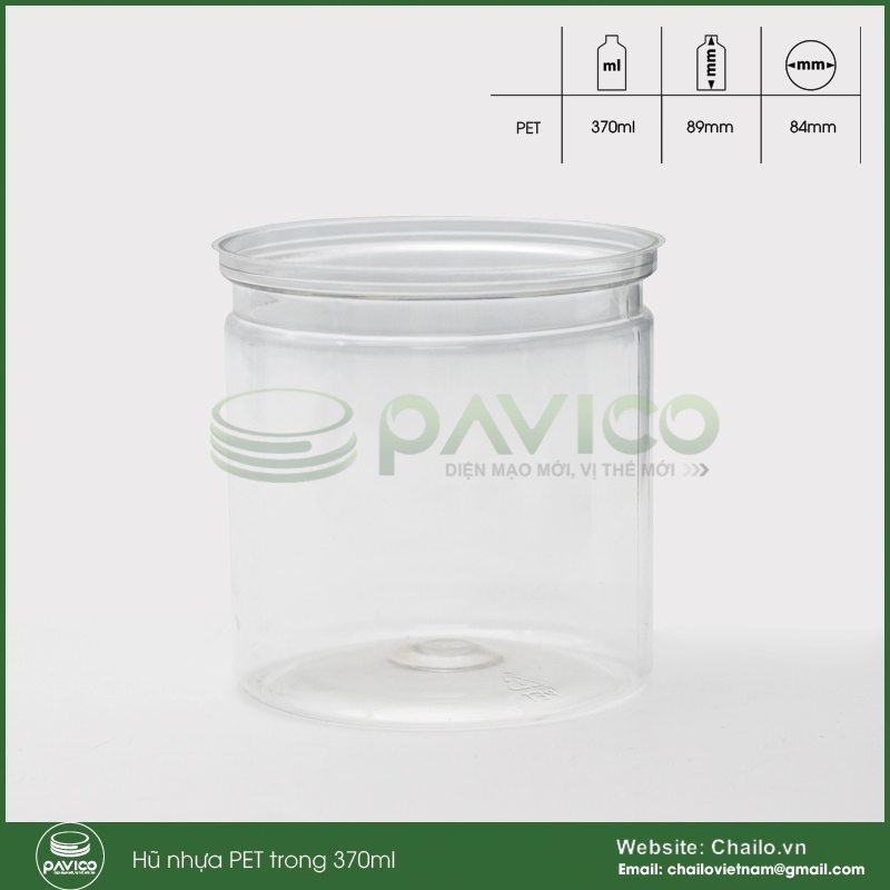 Hũ nhựa đựng thực phẩm đồ khô 370ml nắp xé