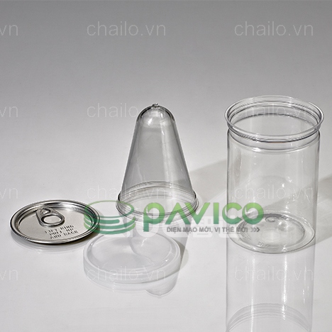 Hũ nhựa đựng đồ khô nắp nhôm xé 400ml 75x105mm