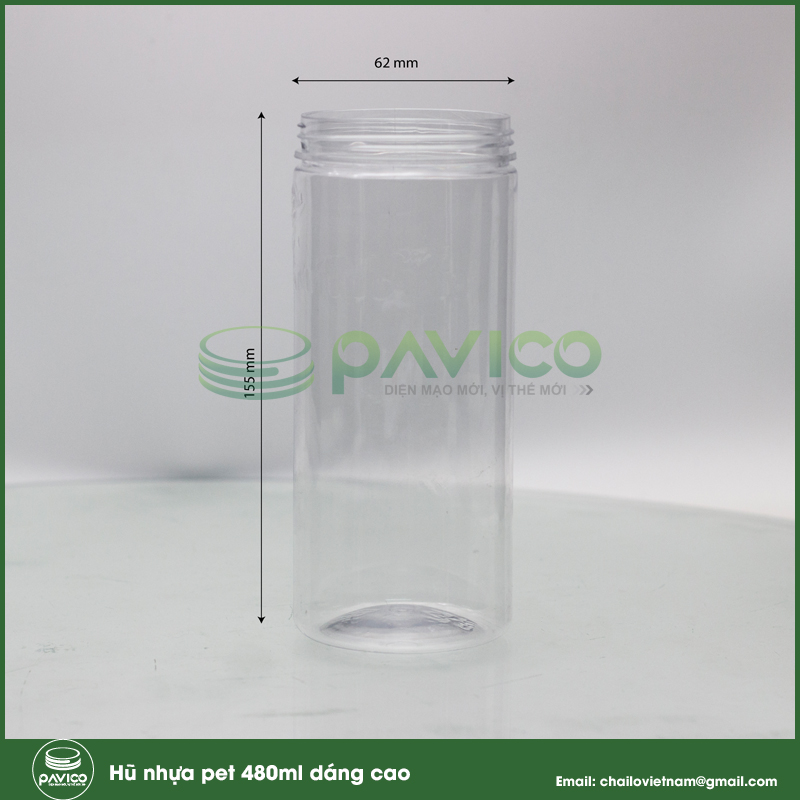 Hũ nhựa pet dáng cao thể tích 480ml