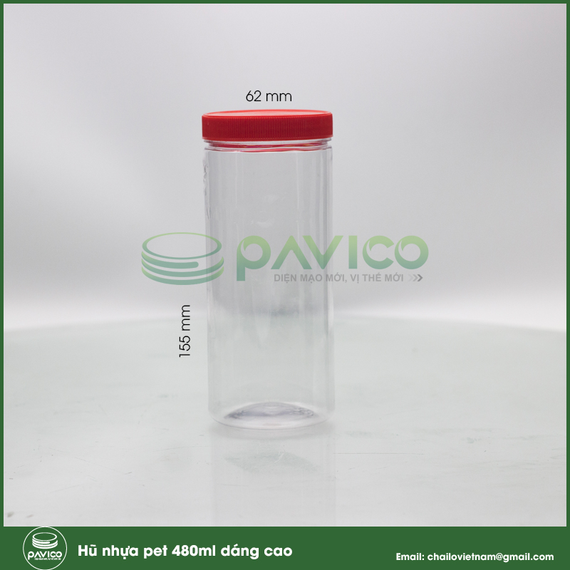 Hũ nhựa pet dáng cao thể tích 480ml