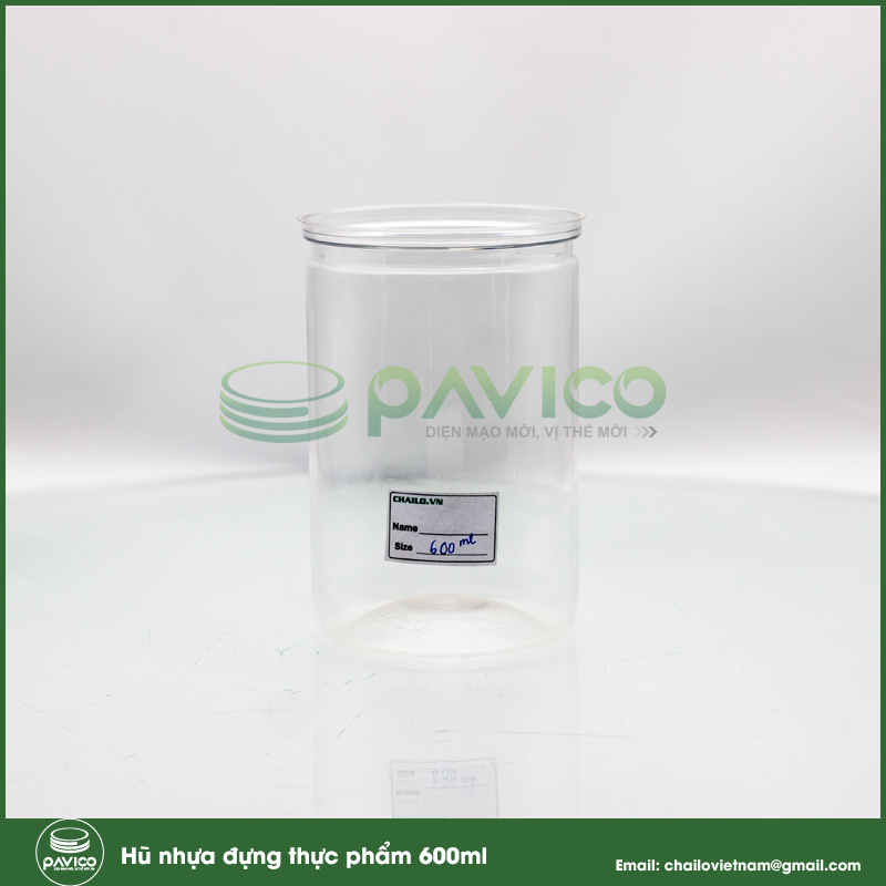 Hũ nhựa pet đựng thực phẩm đồ khô 600ml