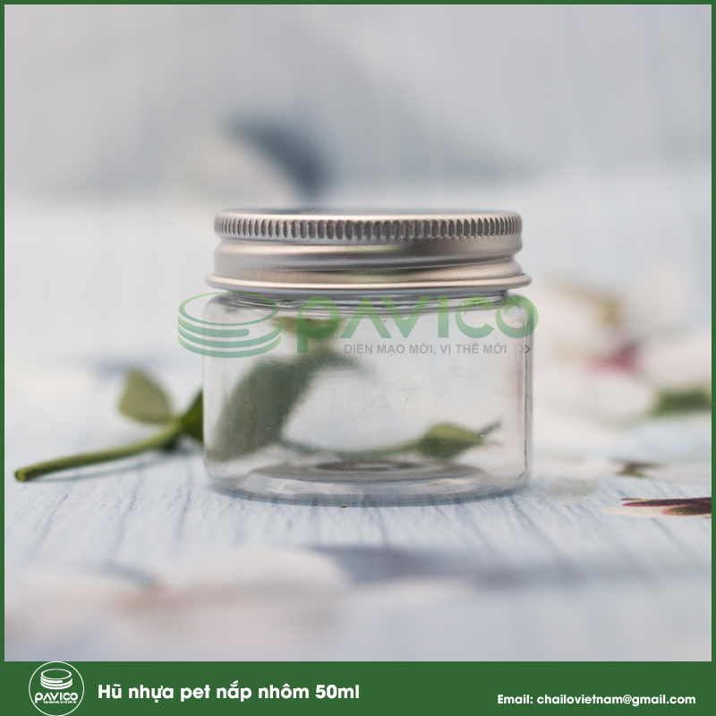 Hũ nhựa pet trong 50ml nắp nhôm