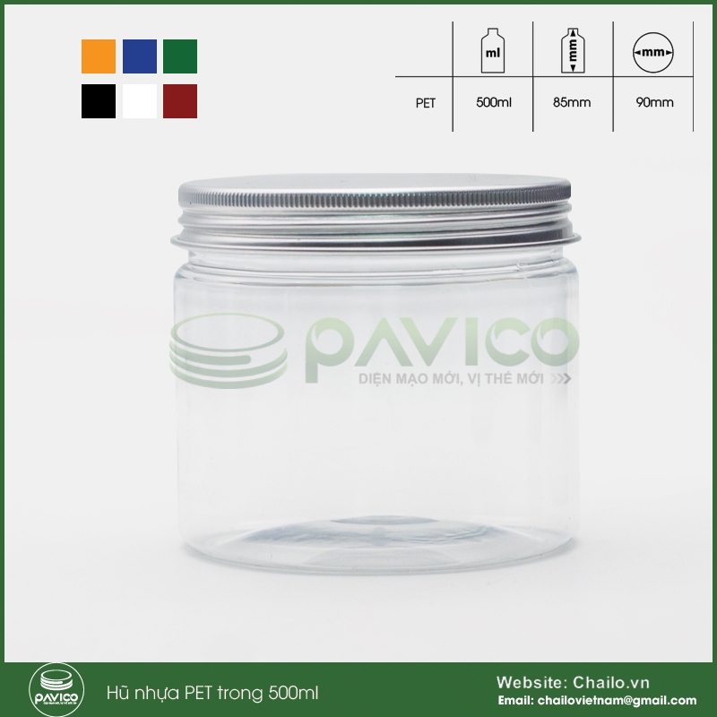 Hũ nhựa pet 500ml nhựa trắng sứ nắp vặn