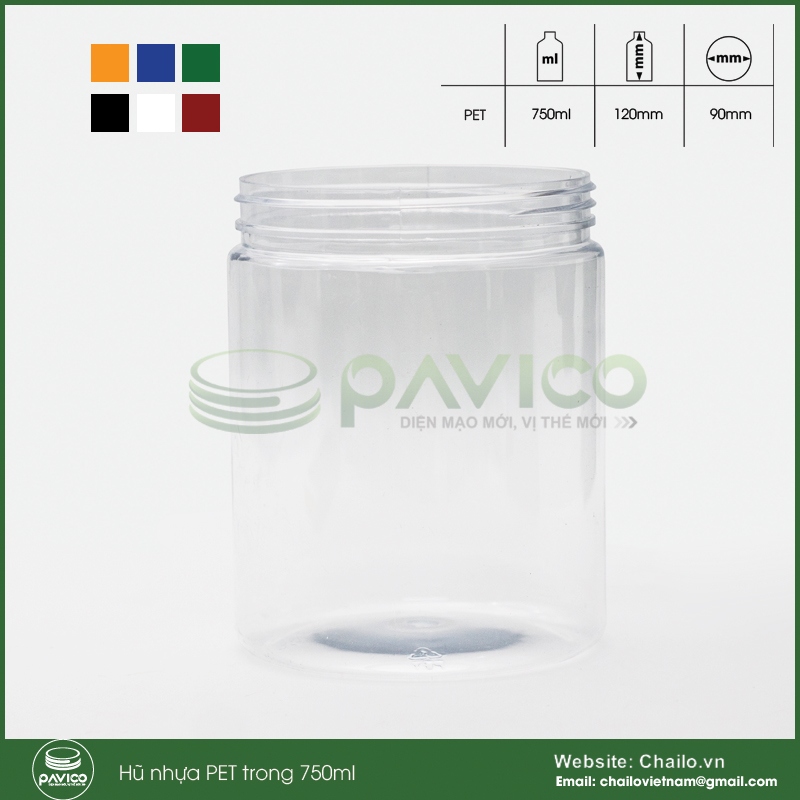 Hũ nhựa PET trong trắng sứ 750ml nắp vặn