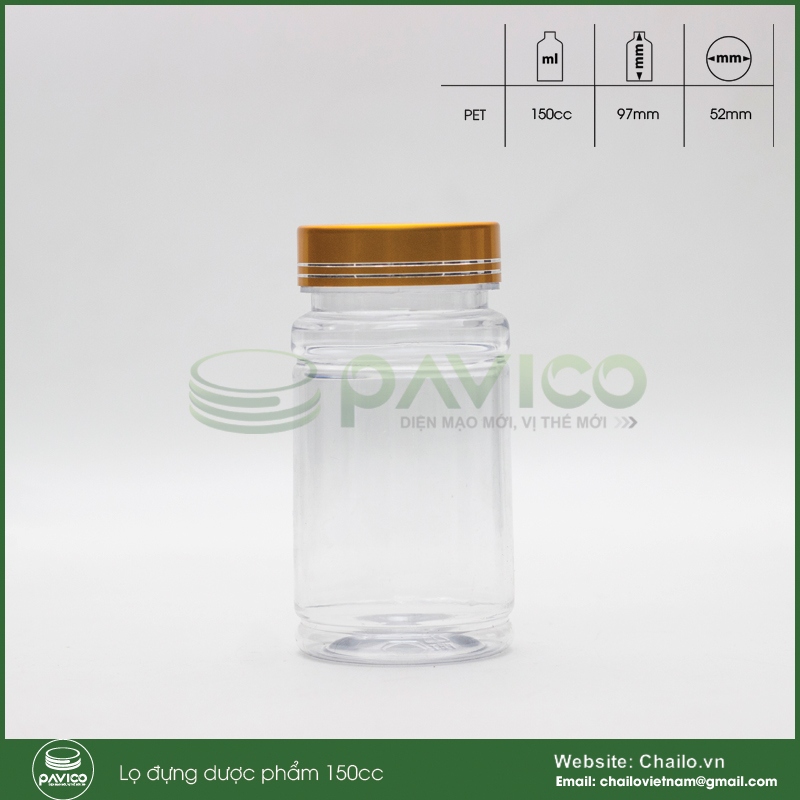 Vỏ lọ đựng dược phẩm thực phẩm chức năng 150cc