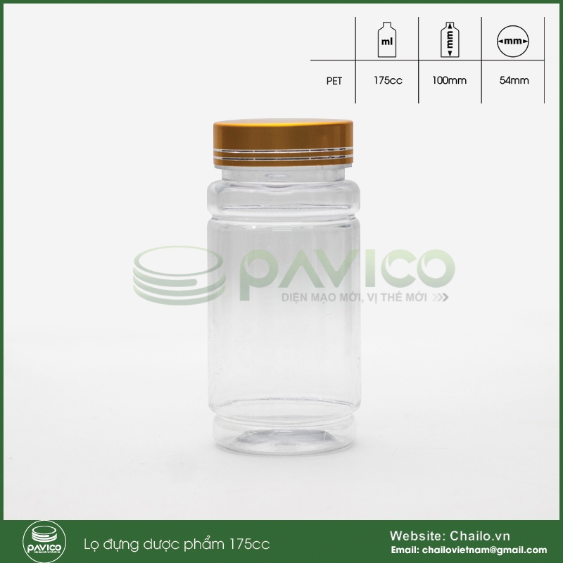 Vỏ chai lọ đựng dược phẩm thuốc viên 175cc nhựa pet