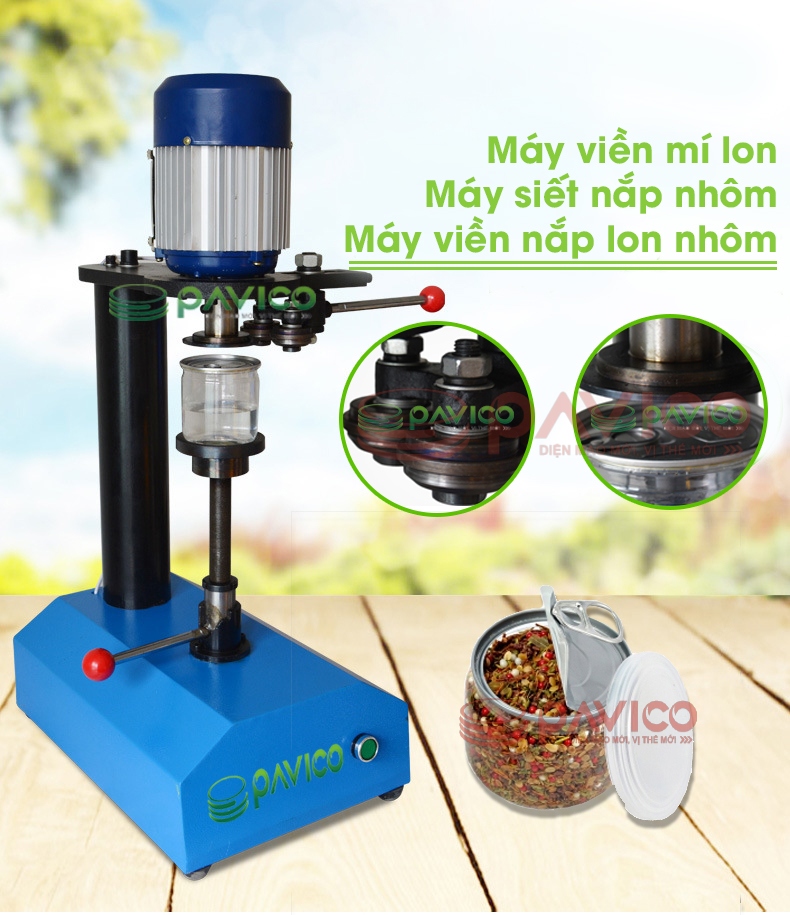 Máy viền mí lon siết nắp hũ nhựa | Máy viền mí nắp hũ