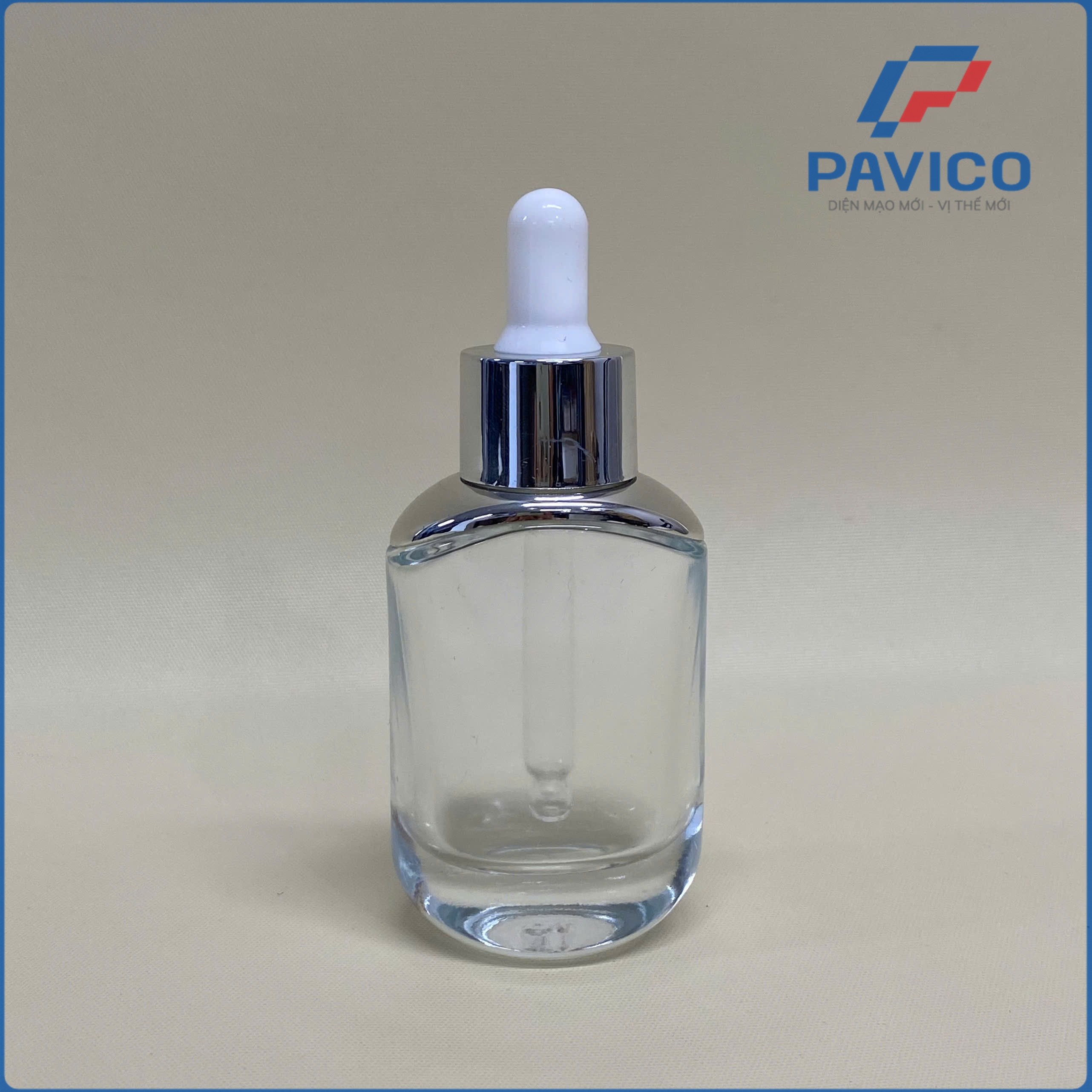 Bộ chai serum dẹt bạc-30ml-20mm