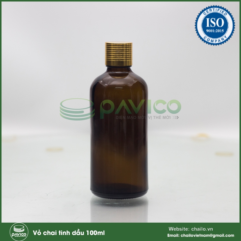 Vỏ chai đựng tinh dầu 100ml đủ nắp nút