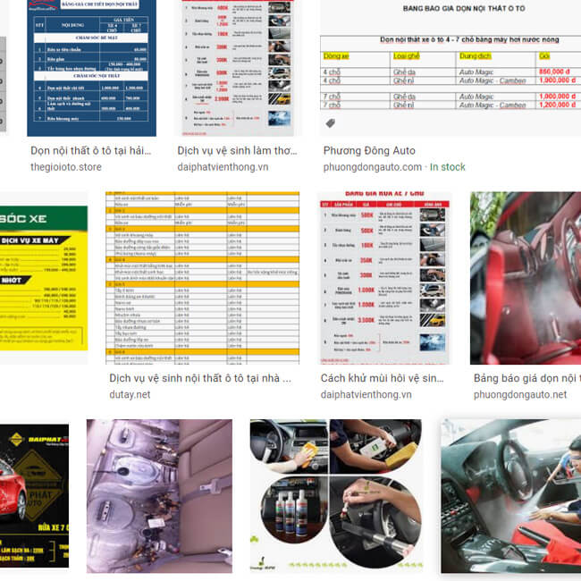Bảng giá vệ sinh nội thất ô tô