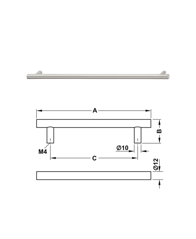 Tay nắm inox Hafele 136x35x96mm Ø12 101.20.009