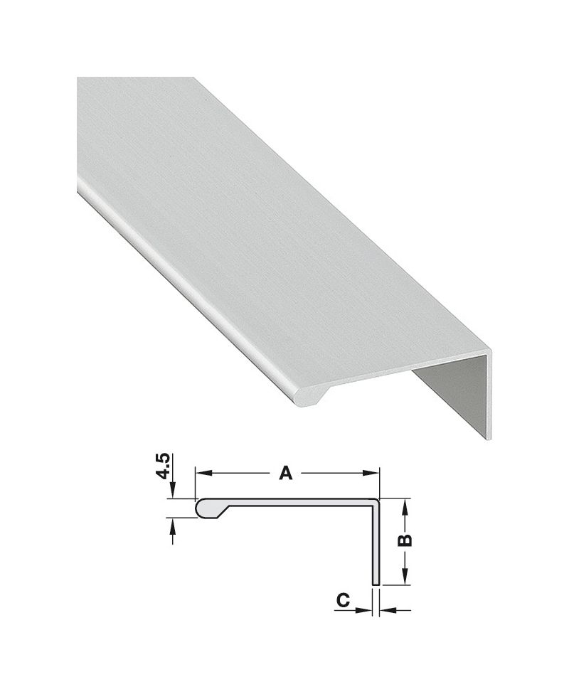 Tay nắm hình bằng nhôm Hafele 126.37.900 7 Tay nắm dạng thanh nhôm 63x40x2.2mm Hafele 126.19.900