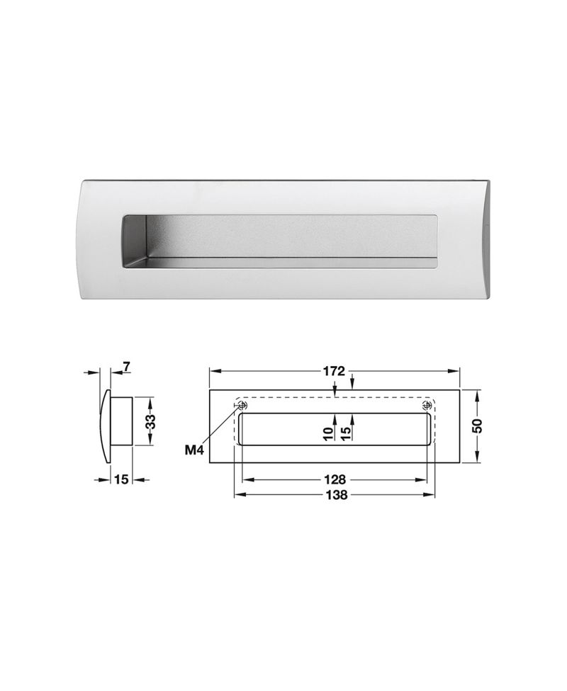 Tay nắm âm Hafele 172x50x128x15mm 151.22.600