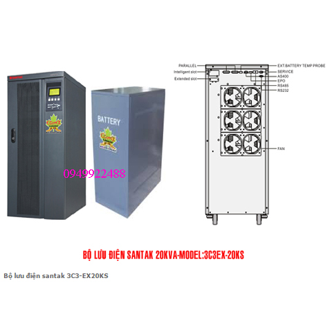 Bộ lưu điện santak 3C3-EX20KS (ăc quy ngoài 3p vào 3p ra)