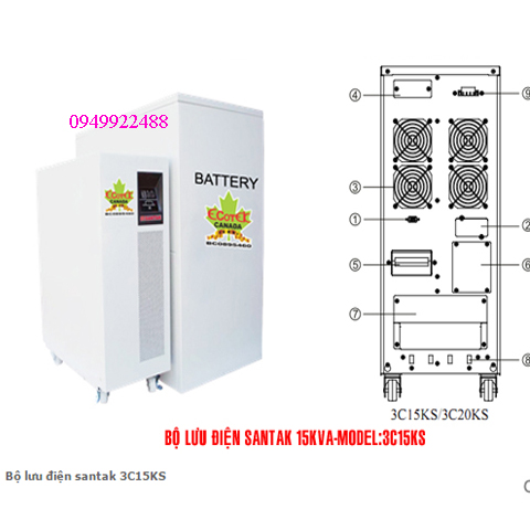 Bộ lưu điện santak 3C15KS ( ắc quy ngoài 3p vào 1 p ra )