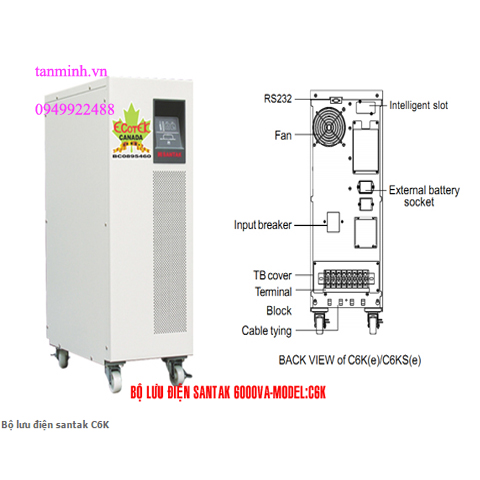 Bộ lưu điện santak C6K - online(ắc quy trong)