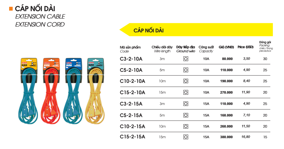 Cáp nối dài 10A Lioa