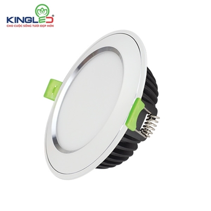 Đèn Âm Trần Diamond 10W Mặt Phẳng, Đơn Sắc, Viền Bạc DDL-10SS-T120-V/TT/T-PB