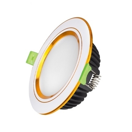 Đèn Downlight Âm Trần Diamond 10W Mặt Cong, Đổi Màu, Viền Vàng