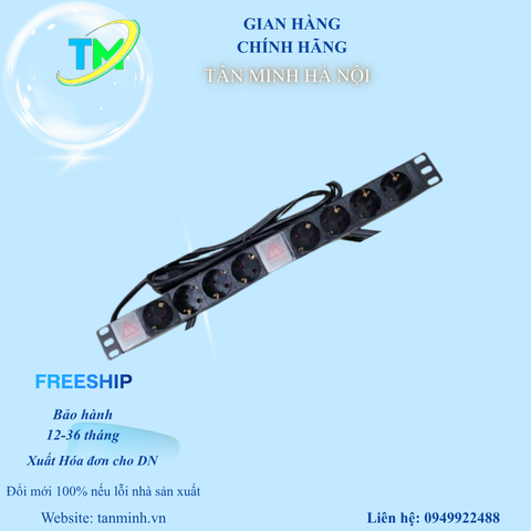 Thanh phân phối nguồn PDU 8 Ports - 2 công tắc nguồn