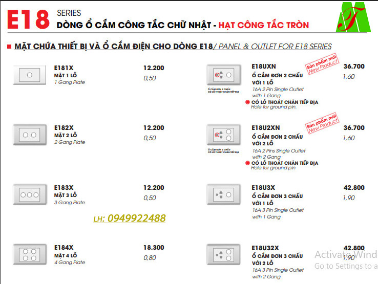 Ổ CẮM ĐƠN 3 CHẤU VỚI 1 LỖ 16A E18U3X