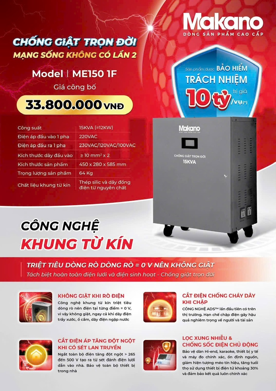 Máy chống giật Makano ME150 1F