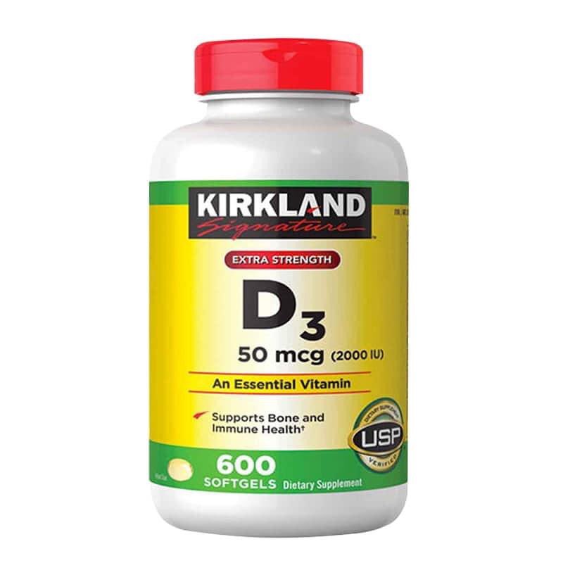 Viên uống bổ sung Vitamin D3 Kirkland Signature Vitamin D3 2000IU 600 viên