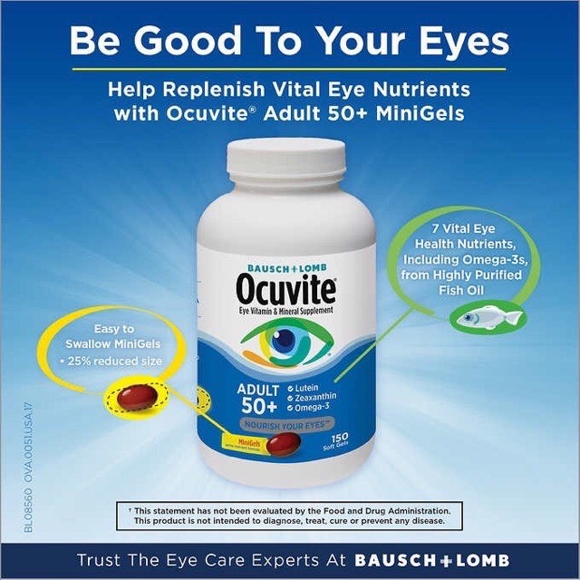 Viên bổ mắt Ocuvite dành cho người lớn tuổi Ocuvite Adult 50+ 150 viên