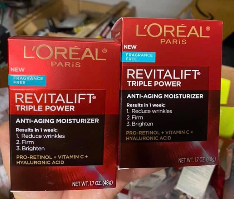 Kem dưỡng ẩm chống lão hóa và làm sáng da Loreal Revitalift Triple Power Anti-Aging Moisturizer