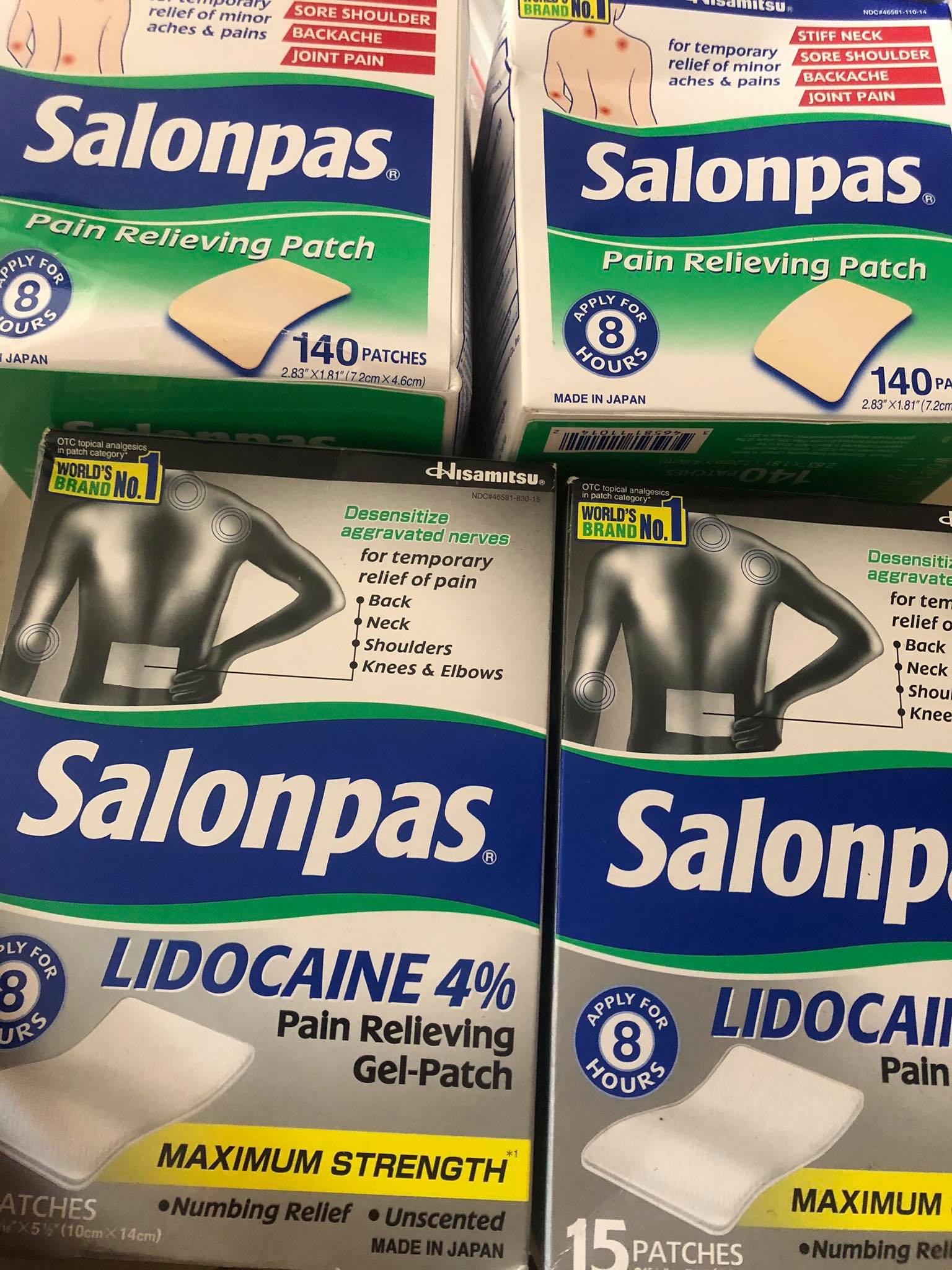 Miếng dán Salonpas LIDOCAINE Giảm đau 4% Gel-Patch,15 miếng