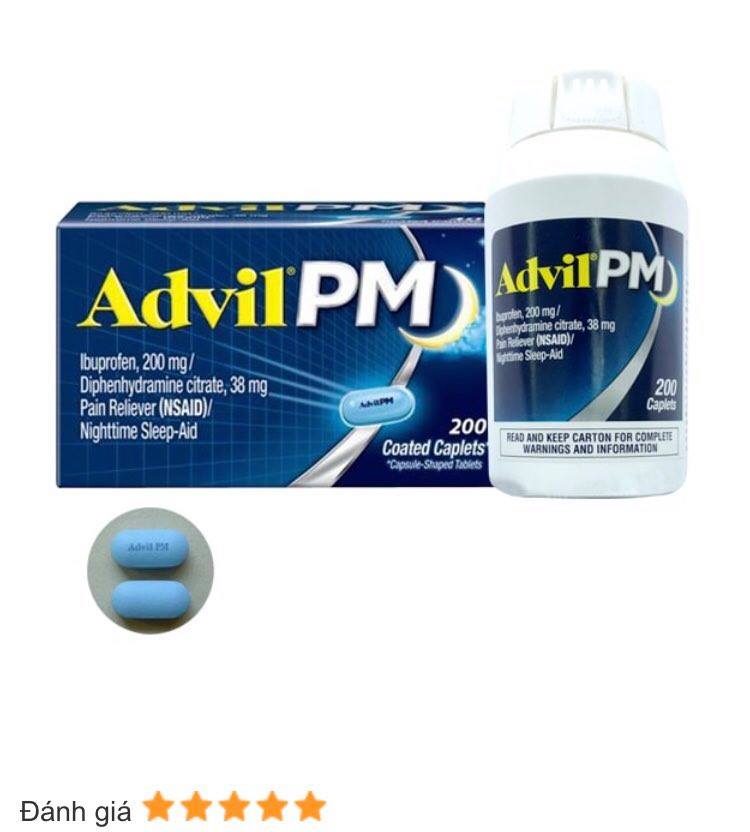 Viên giảm đau và hỗ trợ ngủ ngon Advil PM 200mg 200 viên